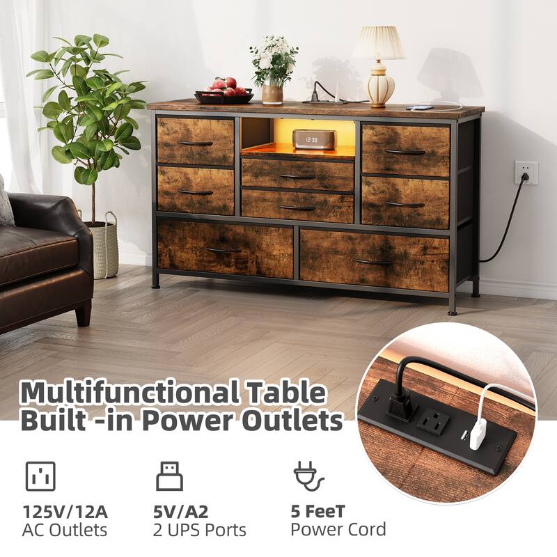 8 Drawers TV Stand with Power Outlet