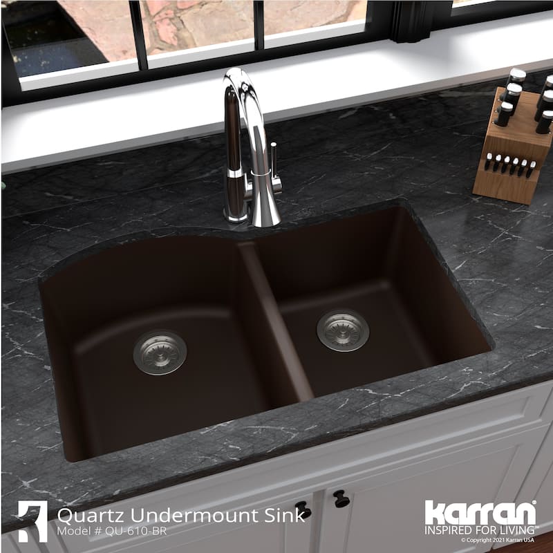 Karran Undermount Quartz Double Bowl Kitchen Sink