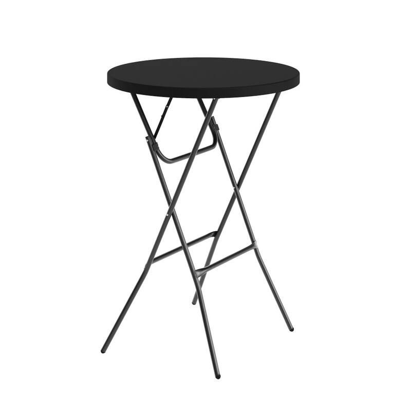 2.6-Foot Round Plastic Bar Height Folding Event Table - 31.25"D x 31.25"W x 43.75"H - Black