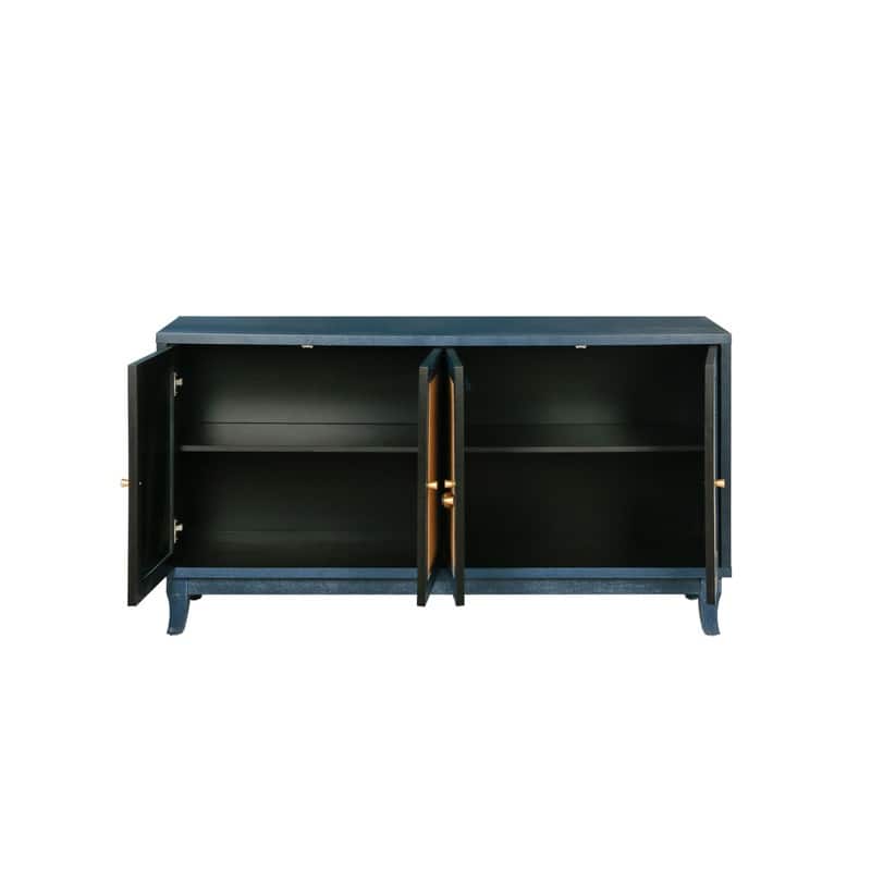 Handcrafted Premium Grain Panels Rattan Cabinet with Adjustable Shelves