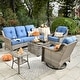 preview thumbnail 21 of 55, OVIOS 5-Piece Outdoor Wicker Swivel Chair Set With Solar-Powered Table