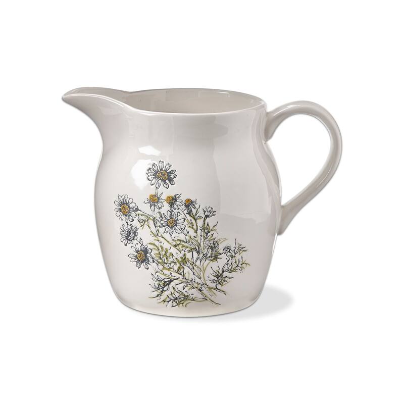 Chamomile Floral Printed Stoneware Water Beverage Pitcher, 56 oz