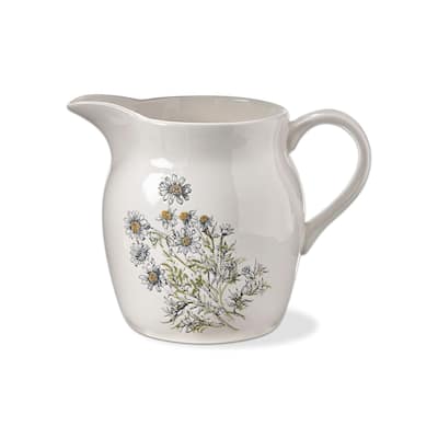 Chamomile Floral Printed Stoneware Water Beverage Pitcher, 56 oz