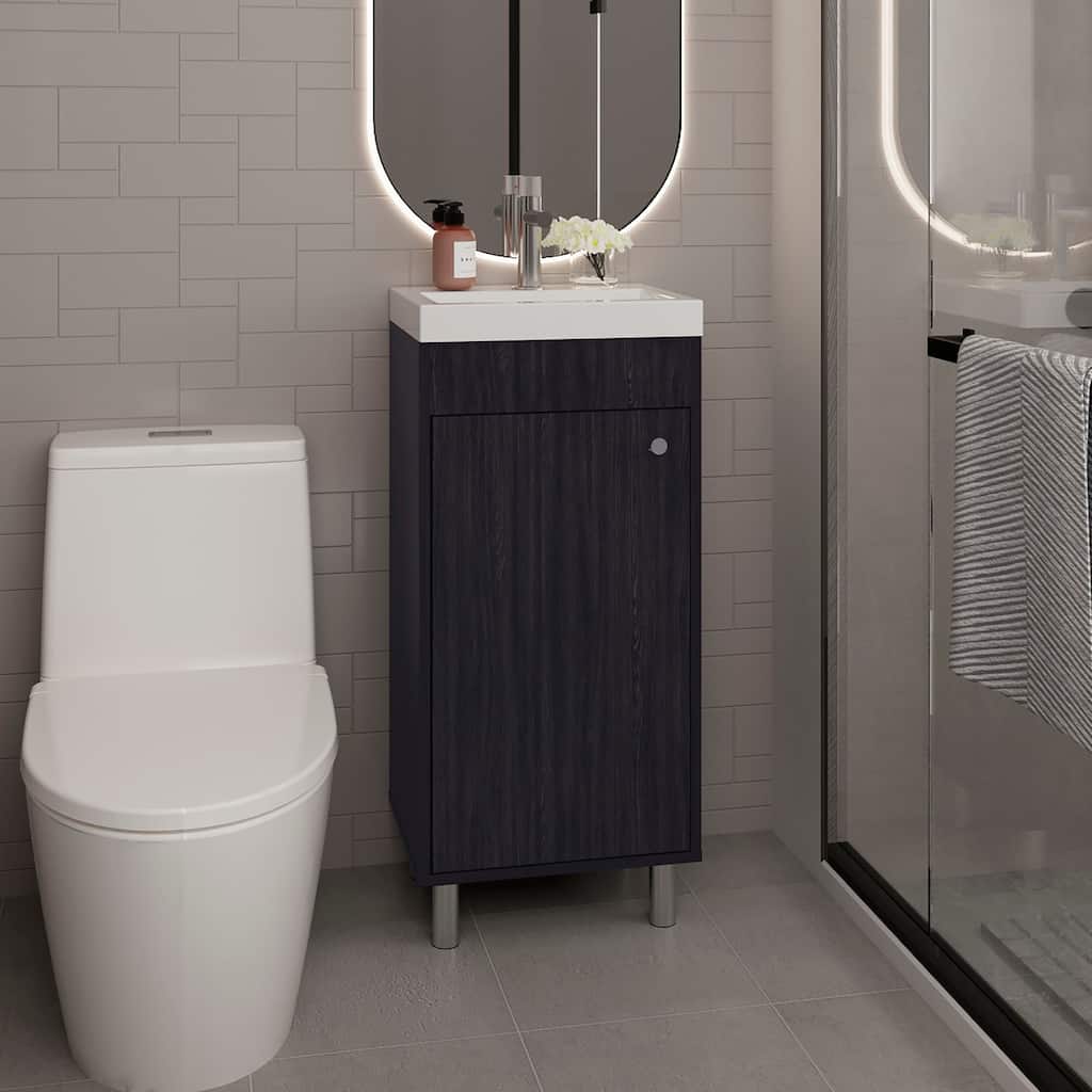Bathroom Vanity, 1 Door, 4 Legs, 2 Shelves with Engineered wood construction for durability