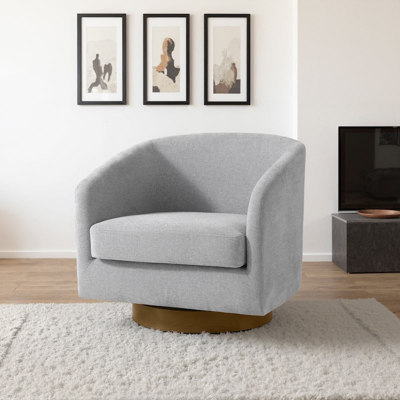 Faux Leather Wide Seat Swivel Barrel Chair