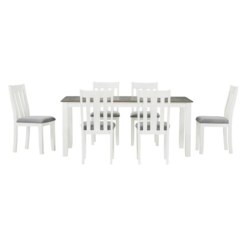 7-Piece Wooden Dining Table Set with Extendable Table & 6 Chairs