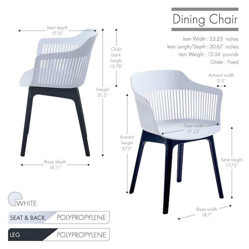 Porthos Home Palmer Dining Chairs Set of 2, Plastic Shell And Legs