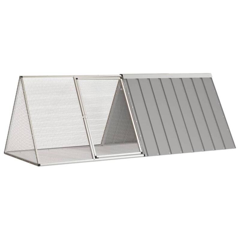 vidaXL Rabbit Cage Rabbit Hutch Garden Small Animal Cage Galvanized Steel - 79.3" x 31.7" x 28" - Gray