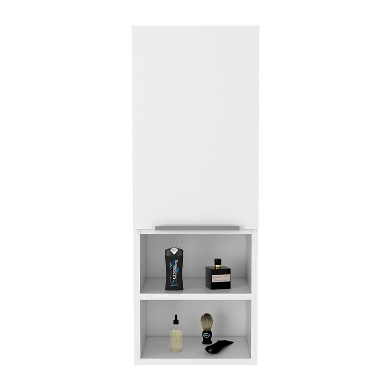 Hazelton Medicine Cabinet with Open and Interior Shelves, Light Gray Finish, 32.1" H x 11.8" W x 9.96" D
