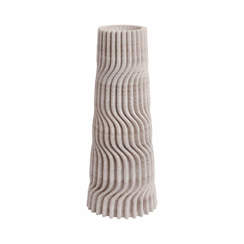 Decorative Vase - Tan Porcelain 3D Printed Textured