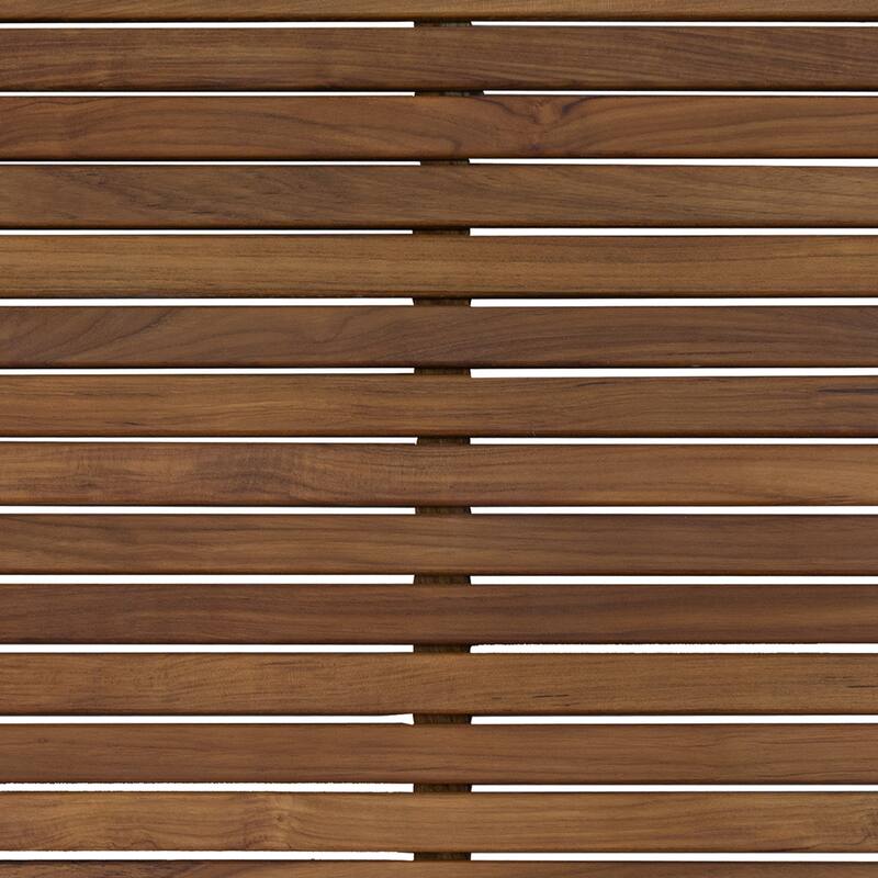 Sunnydaze Solid Teak Shower Mat - Spa-Inspired Slatted Bath Mat Set of 2