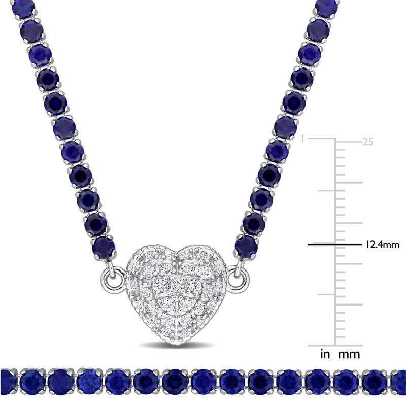 Miadora 23ct TGW Created Blue Sapphire Created White Sapphire Necklace Bracelet Set in Sterling Silver