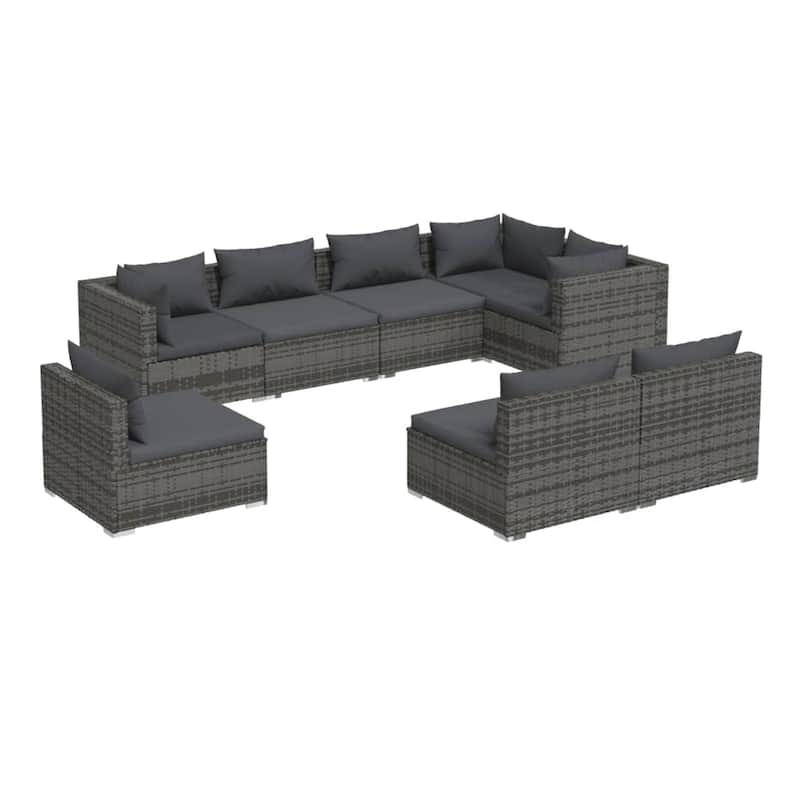 vidaXL Patio Lounge Set Outdoor Sectional Sofa Set Table Garden Poly Rattan - 27.6" x 27.6" x 23.8"
