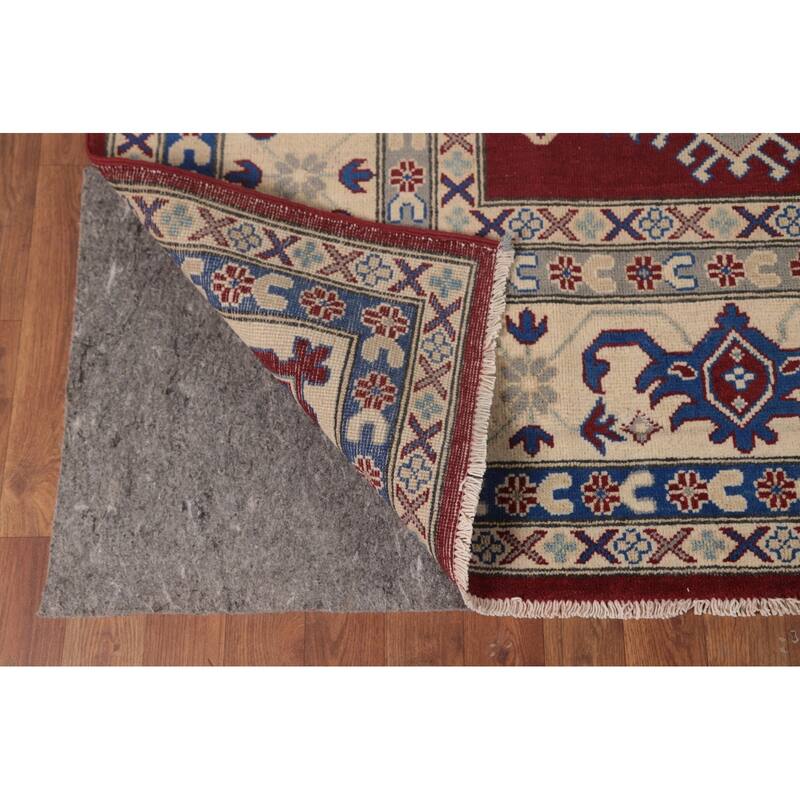 Geometric Red Kazak Area Rug Wool Carpet - 8'0" x 11'8"