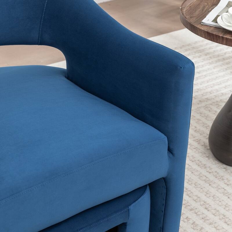 SEYNAR Modern Glam Velvet Accent Armchair Open Back with Ottoman
