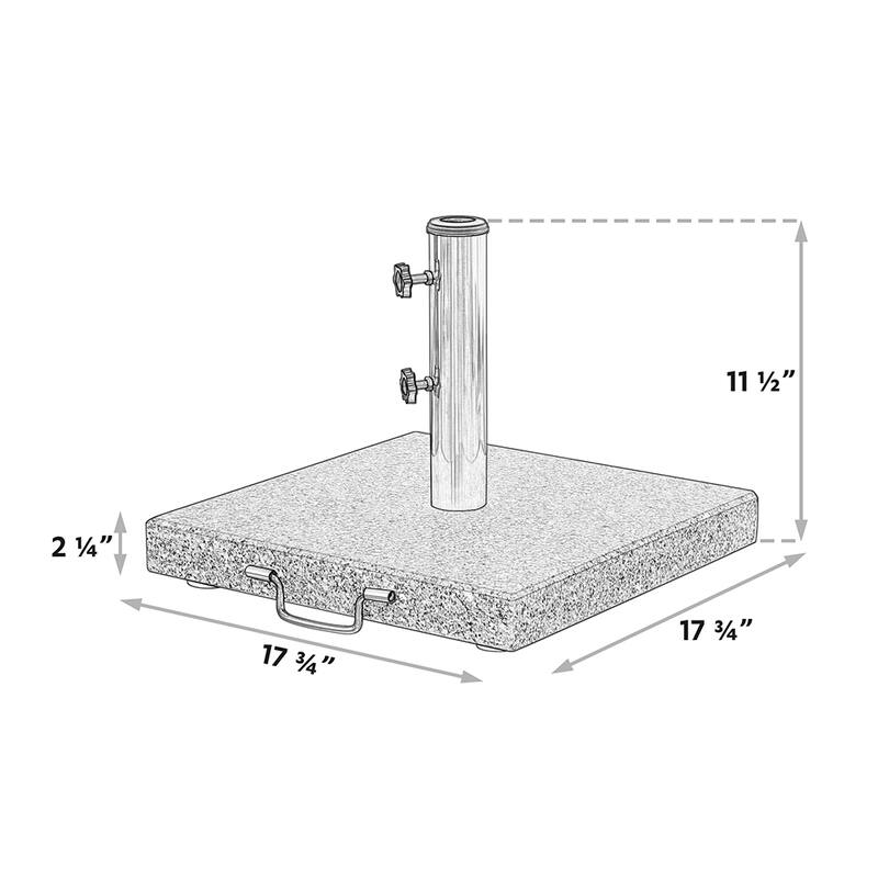 66LBS SQUARE GRANITE UMBRELLA BASE with WHEELS and HANDLE in GRAY - N/A