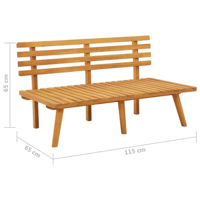 Roma Outdoor Bench, Dark Gray and White, 45 Inch Brown Acacia Wood