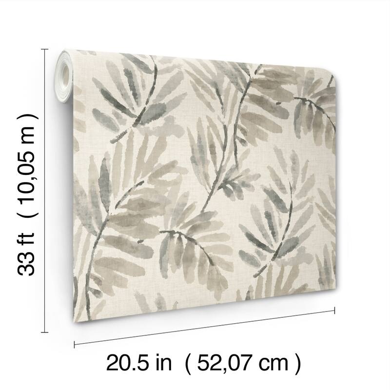 A-Street Prints Serenade Grey Ferns Wallpaper