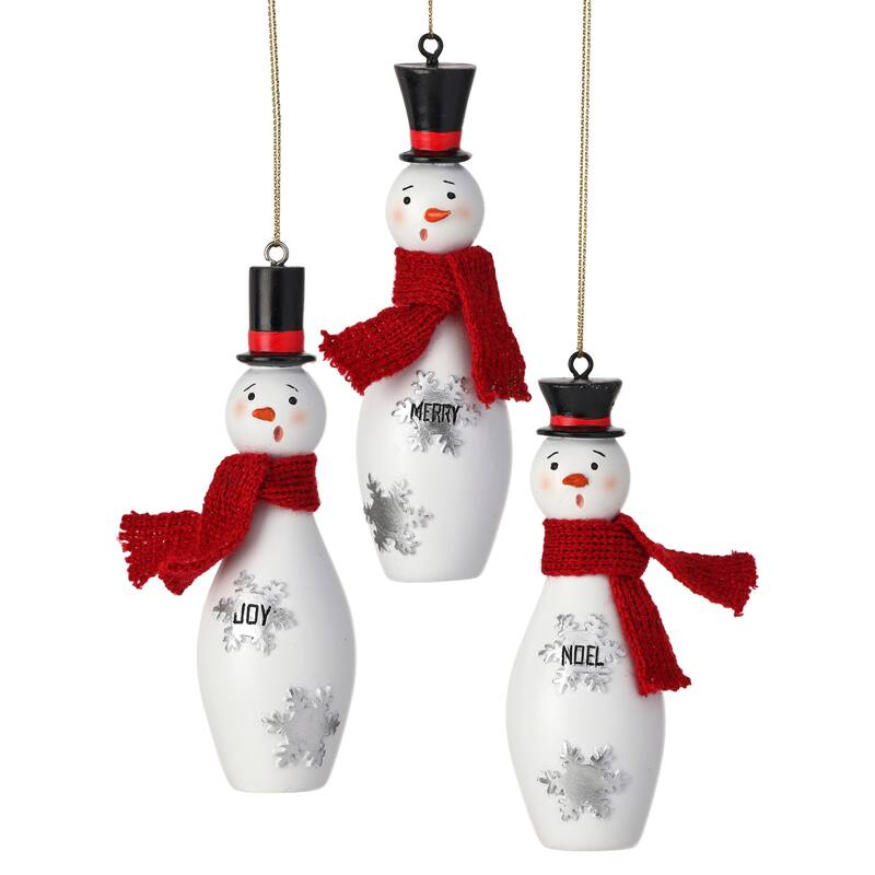 5.5" Resin Caroling Snowman Ornament Set of 3