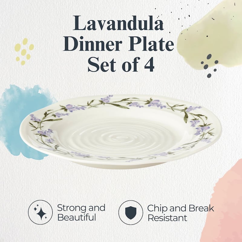 Portmeirion Sophie Conran Set of 4 Lavandula Dinner Plates - 11 in