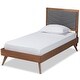 preview thumbnail 2 of 17, Roze Mid-Century Modern Wood Platform Bed in Twin Size Dark Grey