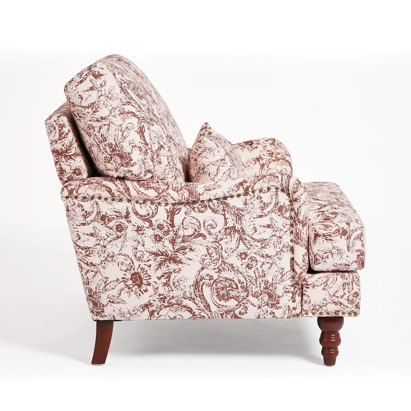 Set of 2 Mid Century Chenille Upholstered Accent Chairs