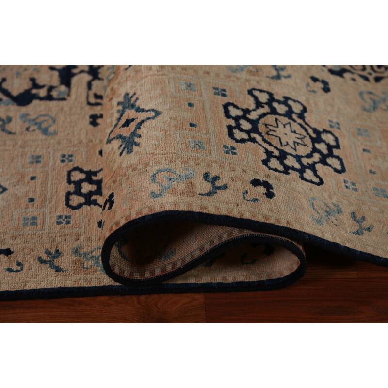 Hand Knotted Oriental 100% Wool Carpet Traditional All-Over Navy Blue & Blues Ziegler Area Rug - 9' 9'' X 8' 3''