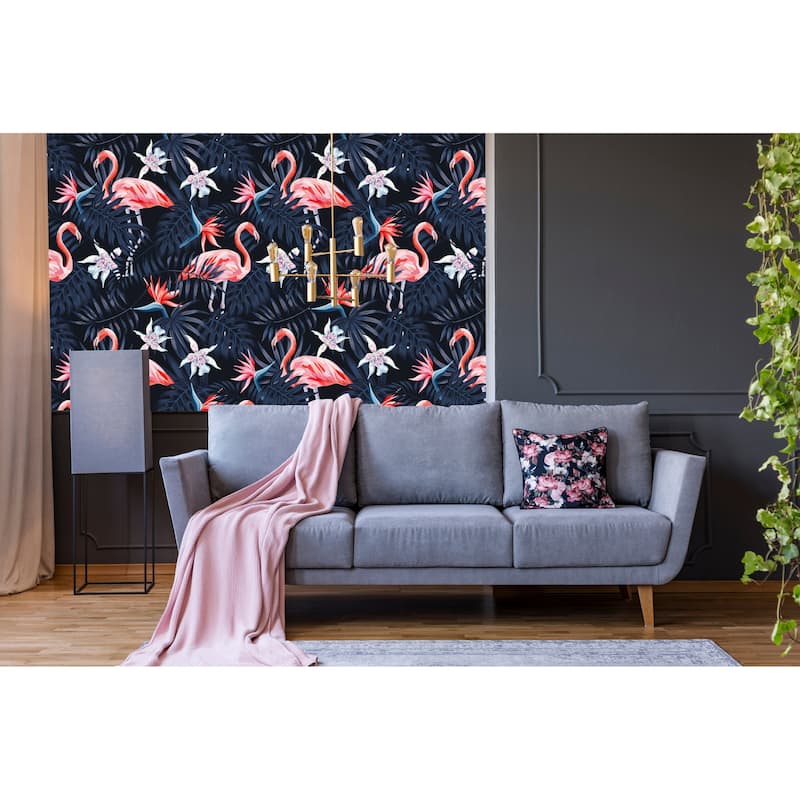 Huana Red Flamingos Removable Wallpaper - 10'ft H x 24''inch W