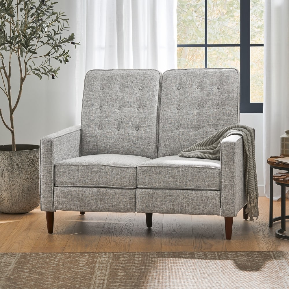 Denison Upholstered Loveseat Pushback Recliner by Christopher Knight Home