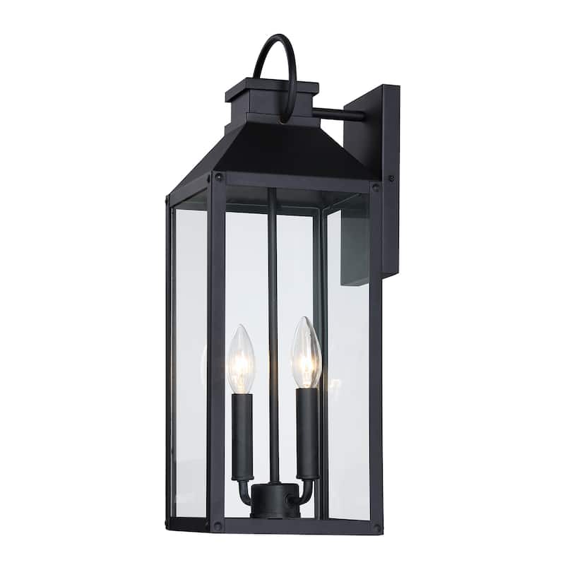 Wiley 2-Light Black Outdoor Wall Lantern Sconce Light - 20.5'' H