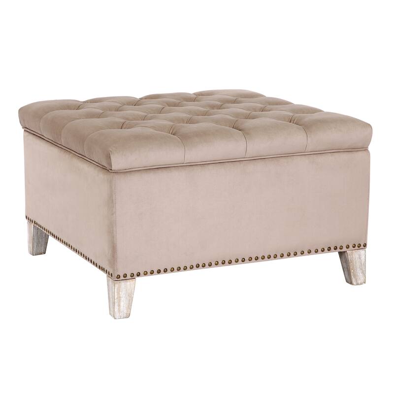 29.5" Wide Velvet Tufted Square Ottoman With Storage