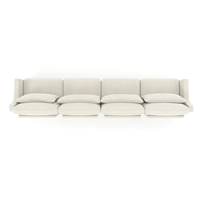141.7" Chenille 6-Seater Sofa with ergonomic, wooden base,high - resilience sponge for Living Room