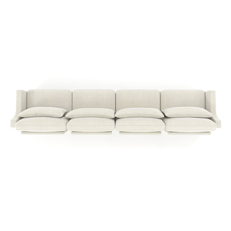 141.7″ Chenille 6-Seater Sofa with Ergonomic Wooden Base & High-Resilience Sponge