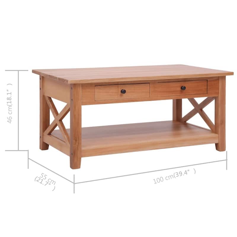 vidaXL Coffee Table 39.4"x21.7"x18.1" Solid Mahogany Wood