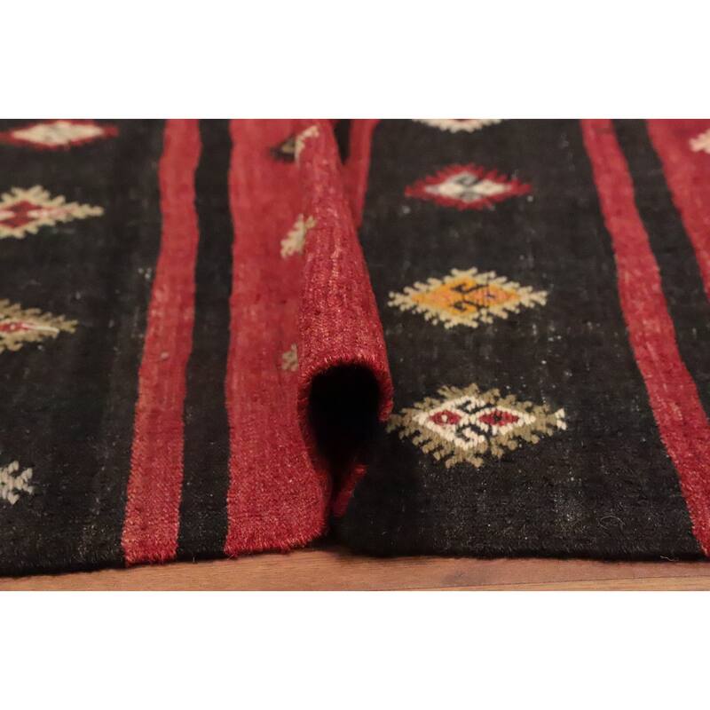 Hand Woven Oriental 100% Wool Carpet Southwestern Tribal Red Kilim Area Rug - 9' 7'' X 5' 5''