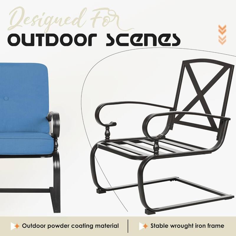 4-Piece Outdoor Patio Conversation Set, Glider Bench and Rocker Chairs with Bistro Table and Cushions