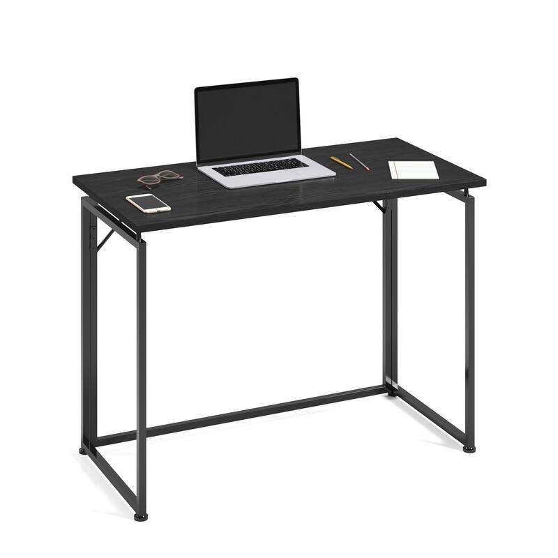 Space-Saving Folding Computer Desk - Convenient, Collapsible Design with Sturdy Steel Legs for Small Rooms