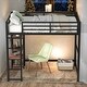 preview thumbnail 1 of 14, Full Size Metal Loft Bed with Built-in Desk and Storage Shelves, Black Black