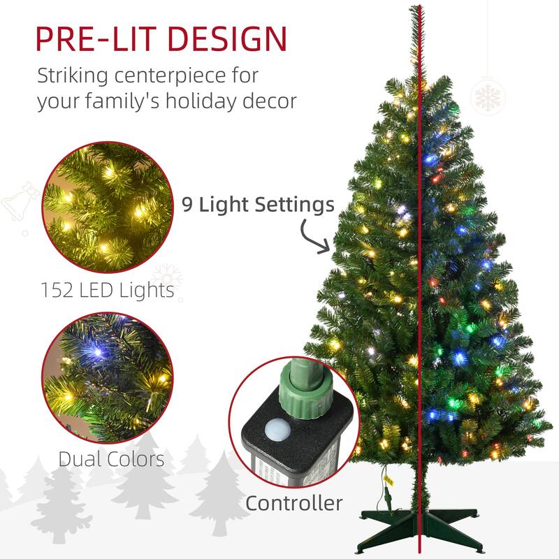 5ft Pre-Lit Artificial Christmas Tree with 152 LED Lights and 365 Branches for Holiday Décor