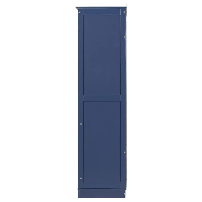 75" Height Freestanding Kitchen Storage Cabinet with Glass Doors and 4 Drawers