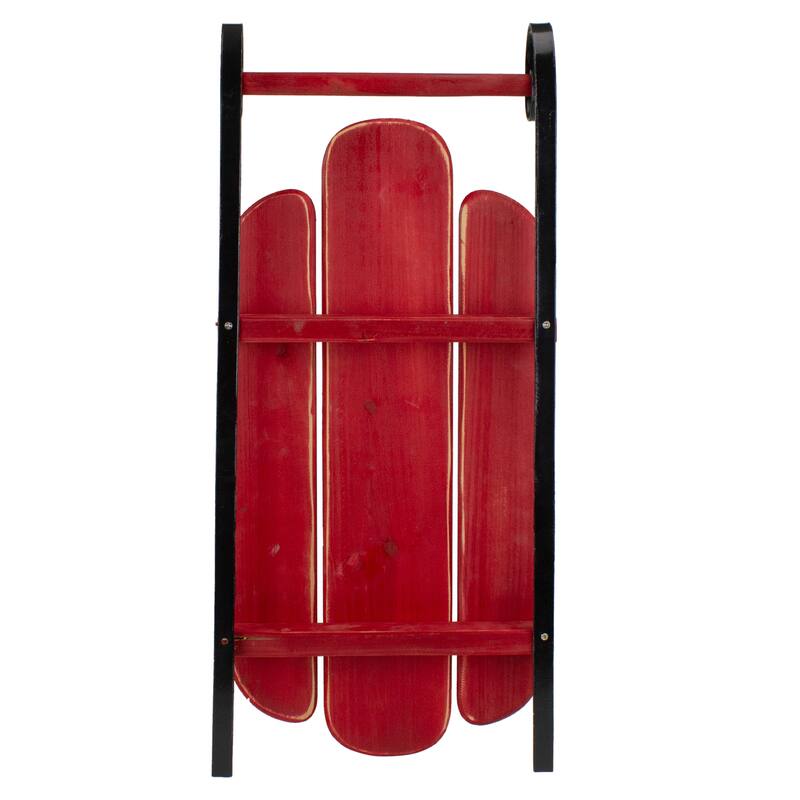 Wooden Christmas Snow Sled Decoration - 23" - Red