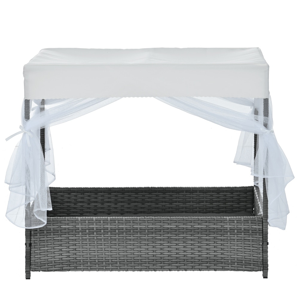 Patio Dog Bed Seasonal PE Wicker Pet Furniture Dog Bed With Canopy