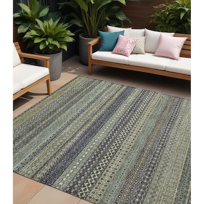Tax Stripe Weather Resistant Timeless Fusion Outdoor Rug