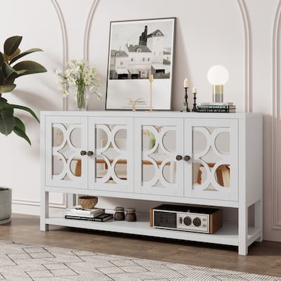 Durable Acacia Wood Legs,Elegant Retro Console Table/Storage Cabinet/Sideboard