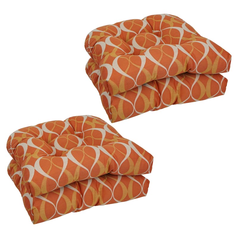 19-inch Rounded Back Premium Woven Outdoor Chair Cushions (Set of 4) - 19 x 19 - Duo Mango