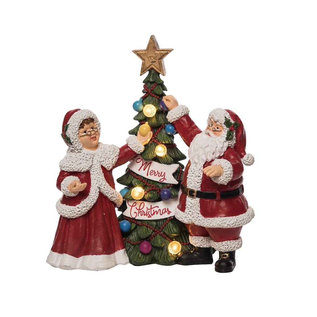 Transpac Resin 11.75 in. Multicolored Christmas Light Up Tree Decorating Decor