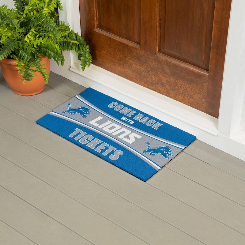 Detroit Lions 28 in. x 16 in. PVC "Come Back With Tickets" Trapper Door Mat
