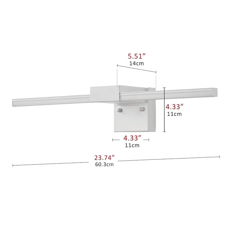 Modern Black or White 23.74-inch Linear LED Dimmable Bathroom Vanity Lighting Fixture