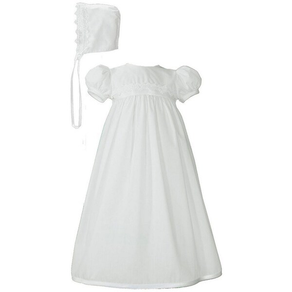 scalloped lace christening gown & bonnet