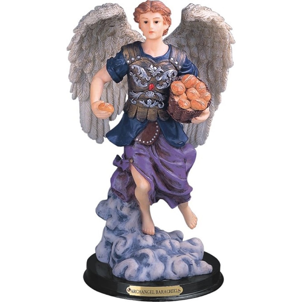 Pacific Giftware St Barachiel Archangel Blessings from God Figurine 8 Inch Tall Wooden Base with Brass Name Plate